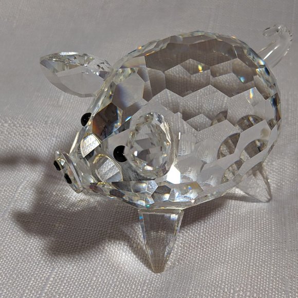 Great Vtg Swarovski Crystal Pig With Original Box Mint Reflects Light Signed - Picture 12 of 12